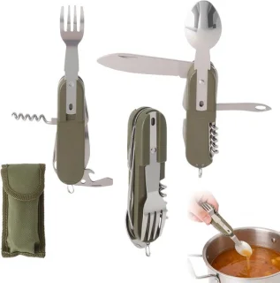 Vouwbare RVS camping bestekset 6-in-1
