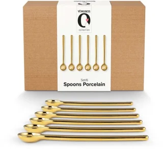 vtwonen Porseleinen theelepels goud - set van 6