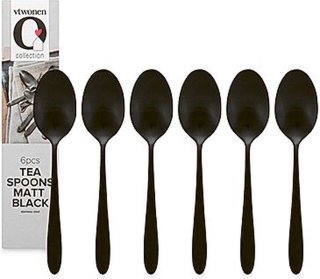 vtwonen Theelepeltjes Matzwart 6 stuks