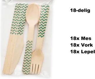 Wave bestekset 18-delig hout groen 3-pack