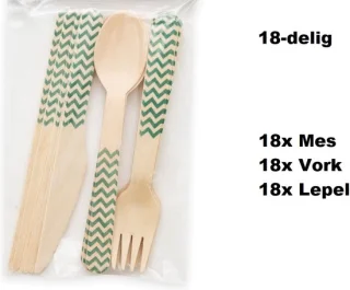 Wave bestekset 18-delig hout groen 3-pack