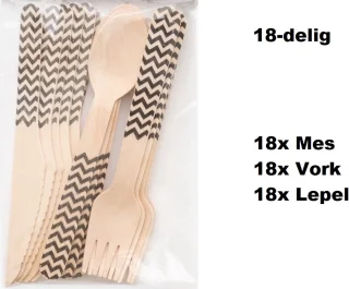 Wave Bestekset 18-delig zwart hout 3-pack