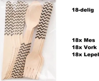 Wave Bestekset 18-delig zwart hout 3-pack