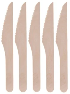 wegwerp houten bestek set 20 personen 16 cm messen vorken lepels