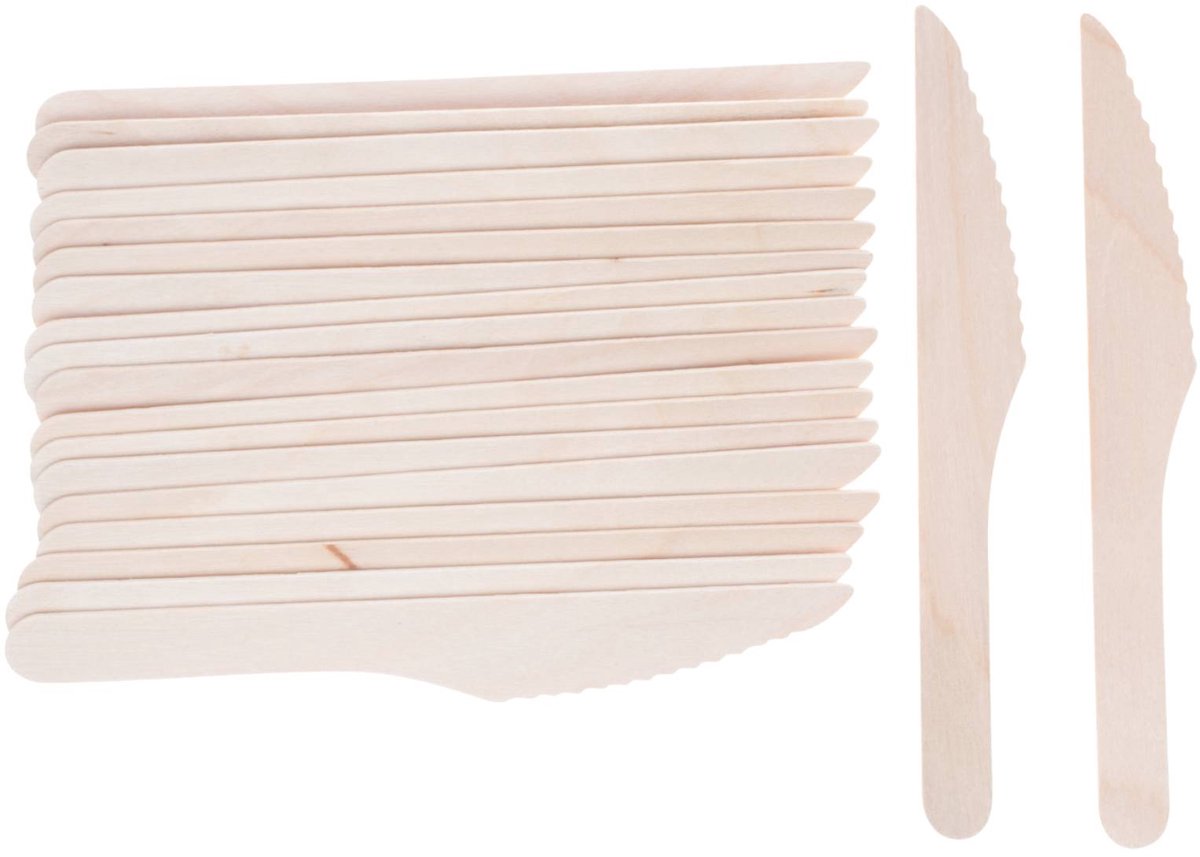 De Wegwerp houten messen 200 stuks composteerbaar in één oogopslag