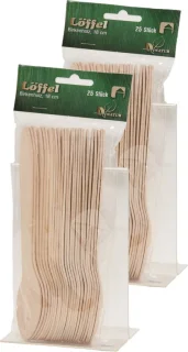 Wegwerplepels 100x Berkenhout 18 cm