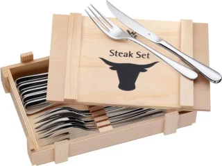 WMF Steakbestekset 12-delig Cromargan in houten kist