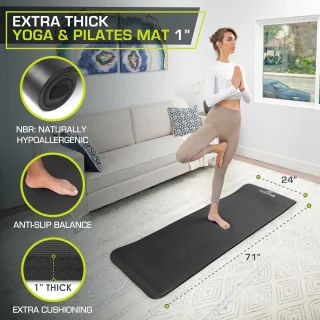 Yoga en Pilatesmat 13mm en 25mm Zwart