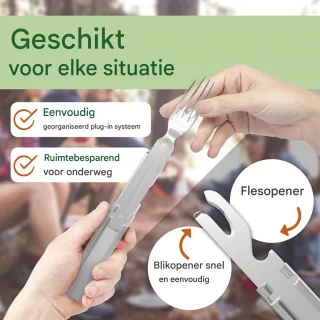 YOZHIQU Campingbestekset RVS 4-delig