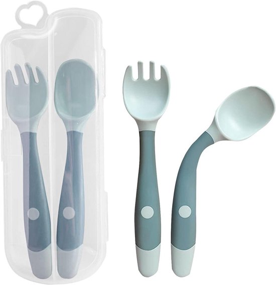 Zuigeling Training Lepel & Vork Set Blauw 2 stuks