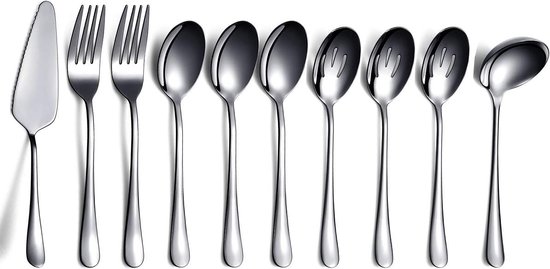 zwarte 10-delige serveerbestekset roestvrij staal review