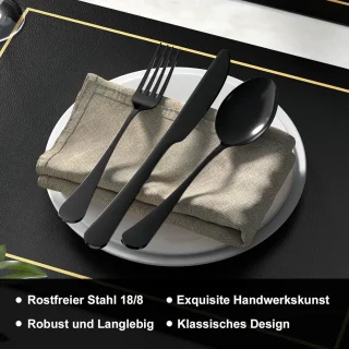 Zwarte 36-delige bestekset voor 6 personen