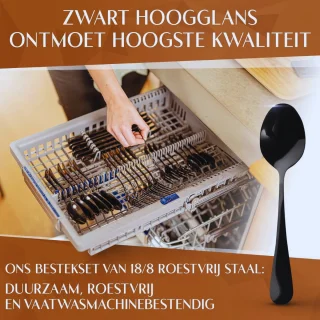 Zwarte Bestekset 30-delig RVS Voor 6 Personen