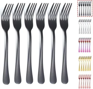 Zwarte dinervorken set van 6
