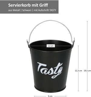Zwarte metalen emmer met bestek 6 personen 22275624