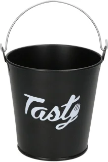 Zwarte metalen emmer met bestek 6 personen 22275624
