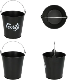Zwarte metalen emmer met bestek 6 personen 22275624
