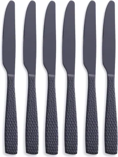 Zwarte roestvrijstalen dinermessenset 6-delig 24,6 cm