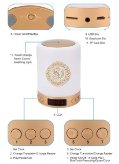 Koran speaker - Bluetooth speaker - Smart speaker - Draadloze luidspeaker - Led lamp Touch - Quran lamp