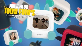 Wedjis Retro Mili-TV – Digitale Klok & Bluetooth Speaker – Smart display – Kunststof – Dimbaar scherm – Sinterklaas cadeautjes – Wit/Blauw