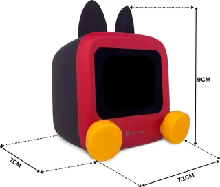 Wedjis Retro Mili-TV – Digitale Klok & Bluetooth Speaker – Smart display – Kunststof – Dimbaar scherm – Kerstcadeau – Rood/Geel