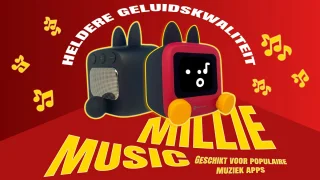 Wedjis Retro Mili-TV – Digitale Klok & Bluetooth Speaker – Smart display – Kunststof – Dimbaar scherm – Kerstcadeau – Rood/Geel