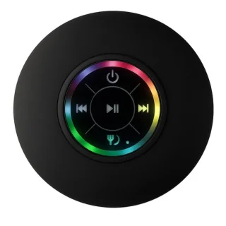 JustValue Douche Speaker - 6 x 6 x 3 CM - Bluetooth Badkamer Speaker - Waterproof - RGB Led Verlichting - Zwart