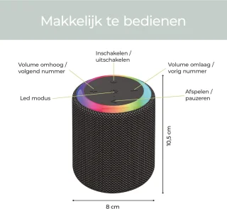 Sonume Go - Draadloze Bluetooth Speaker - 8 Uur Batterij - 360° Sound - Compact - Krachtig Geluid - Diepe Bass - IPX6 Waterproof - Zwart