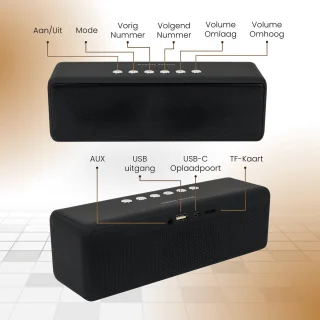 NBY 5510 Krachtige Bluetooth Speaker - 20W Surround Sound Draadloze Luidspreker - 10 Meter Bereik & 8 Uur Draadloos Muziek Afspelen Zonder Opladen - Zwart