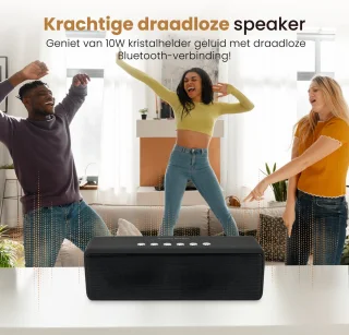 NBY 5510 Krachtige Bluetooth Speaker - 20W Surround Sound Draadloze Luidspreker - 10 Meter Bereik & 8 Uur Draadloos Muziek Afspelen Zonder Opladen - Zwart