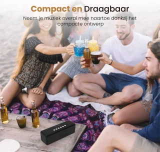 NBY 5510 Krachtige Bluetooth Speaker - 20W Surround Sound Draadloze Luidspreker - 10 Meter Bereik & 8 Uur Draadloos Muziek Afspelen Zonder Opladen - Zwart