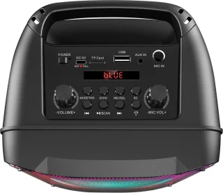 Kodak Enceinte Party Portable PRPS-1775 - Double Woofer 4”, Bluetooth, TWS, USB/TF, Entrée AUX & Micro Karaoké, Effets Lumineux Disco, Batterie 3000mAh, Micro Sans Fil Inclus - Noir