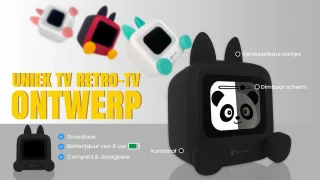 Wedjis Retro Mili-TV – Digitale Klok & Bluetooth Speaker – Smart display – Kunststof – Dimbaar scherm – Gadgets mannen – Zwart
