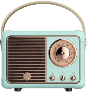 Retro Bluetooth Luidspreker - Draadloze Mini Speaker 10x7x5 cm - Vintage Design - Bluetooth 5.0 - Krachtig Geluid - Langdurige Speeltijd - Blauw