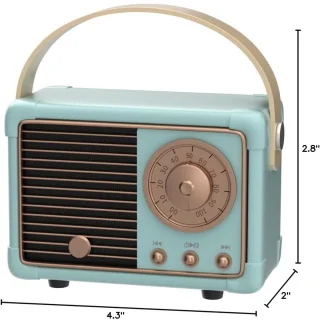 Retro Bluetooth Luidspreker - Draadloze Mini Speaker 10x7x5 cm - Vintage Design - Bluetooth 5.0 - Krachtig Geluid - Langdurige Speeltijd - Blauw