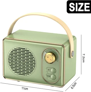 JeiibrZui Retro Bluetooth-Luidspreker - Draagbare Draadloze Stereoluidspreker - Krachtig Geluid 10m Bereik - 1 Stuk - Buitengebruik Groen