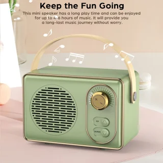 JeiibrZui Retro Bluetooth-Luidspreker - Draagbare Draadloze Stereoluidspreker - Krachtig Geluid 10m Bereik - 1 Stuk - Buitengebruik Groen