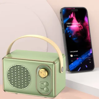 JeiibrZui Retro Bluetooth-Luidspreker - Draagbare Draadloze Stereoluidspreker - Krachtig Geluid 10m Bereik - 1 Stuk - Buitengebruik Groen