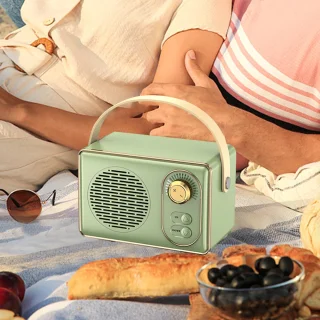 JeiibrZui Retro Bluetooth-Luidspreker - Draagbare Draadloze Stereoluidspreker - Krachtig Geluid 10m Bereik - 1 Stuk - Buitengebruik Groen