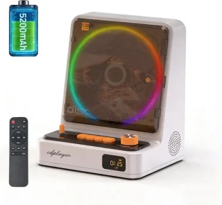 2026-speaker, platenspeler, Waves-platenspeler, stijlvolle bluetooth-speaker met nachtlampje en tijdweergave, compacte multifunctionele 3-in-1 stereospeaker (groen)