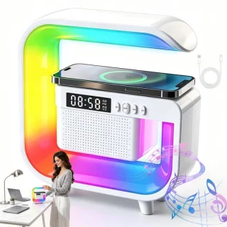 4-in-1 Bureauapparaat Bluetooth-luidspreker wit