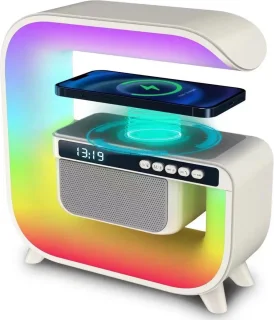 Big G Bluetooth 3-in-1 Speaker, Wekker en LED Bureaulamp Wit