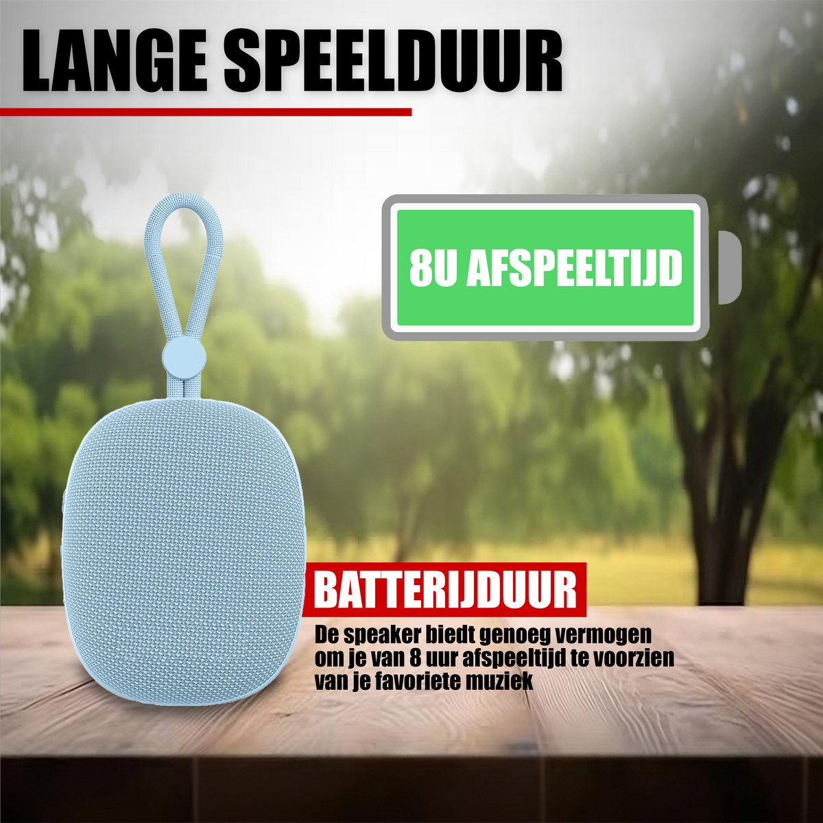 Bluetooth Mini Speaker Draadloos met Koord Blauw