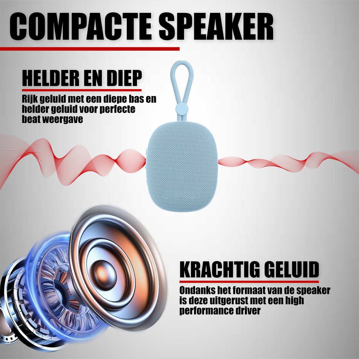 Bluetooth Mini Speaker Draadloos met Koord Blauw