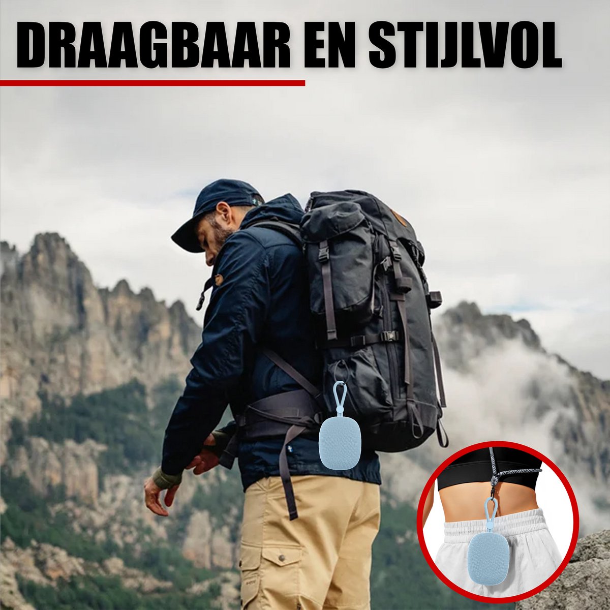 Bluetooth Mini Speaker Draadloos met Koord Blauw