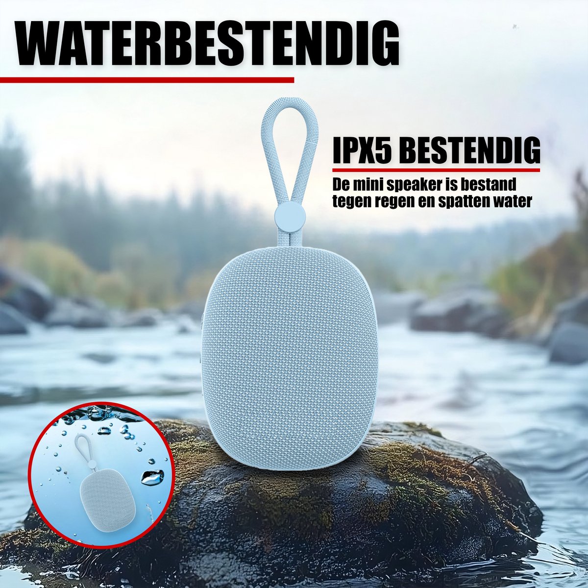 Bluetooth Mini Speaker Draadloos met Koord Blauw