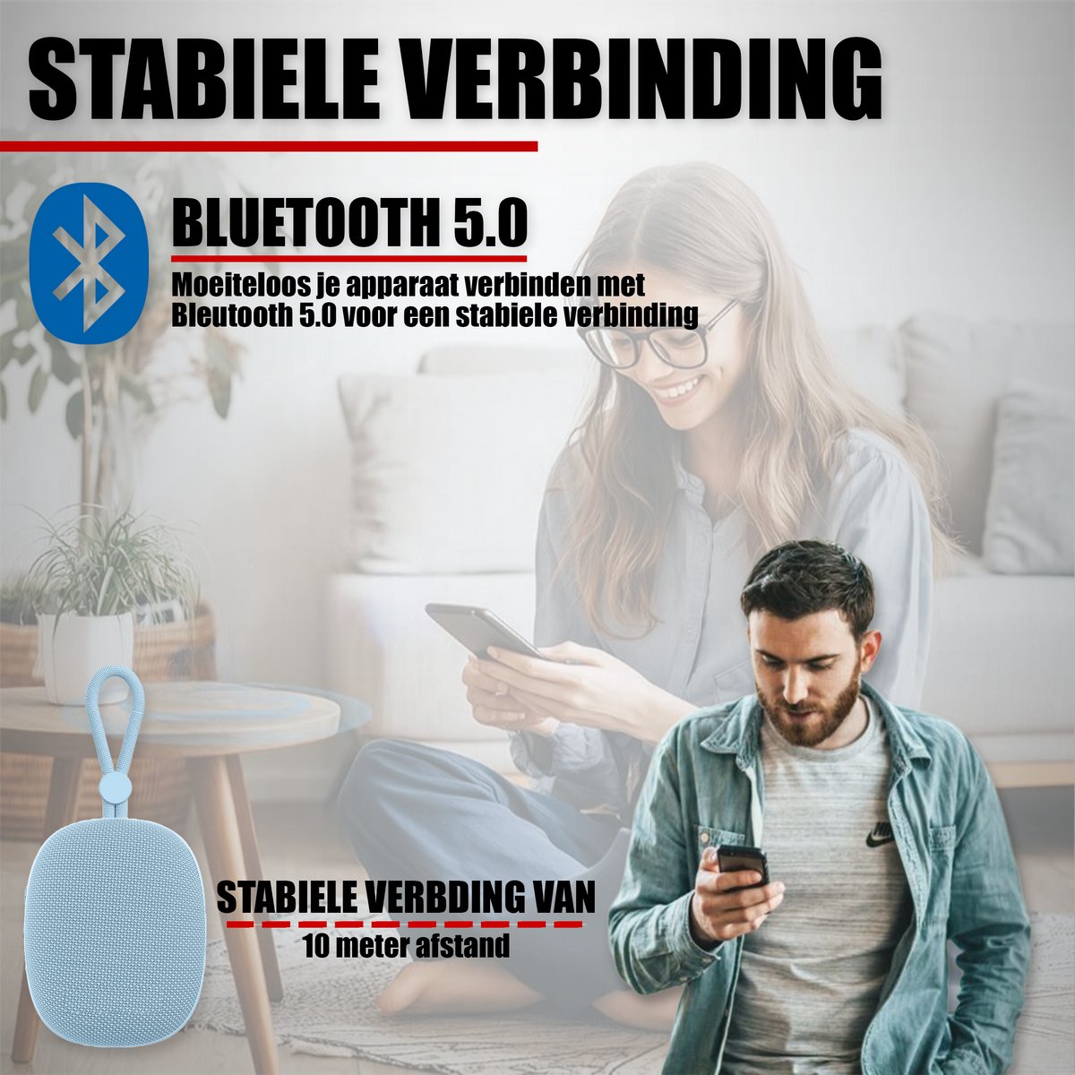 Bluetooth Mini Speaker Draadloos met Koord Blauw