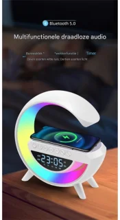Bluetooth Speaker Draadloos Oplaadbaar RGB Licht Wekker 3000mAh TWS