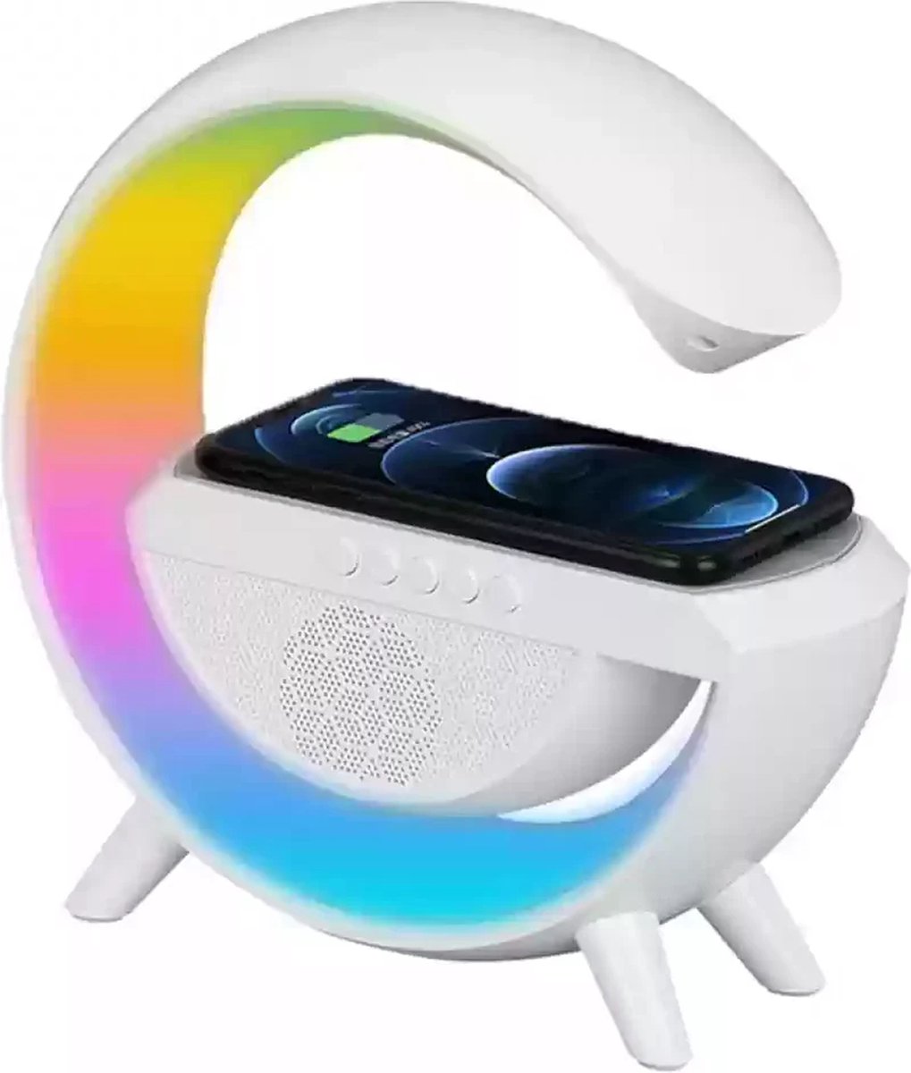 Bluetooth speaker met draadloze telefoonlader en nachtlamp