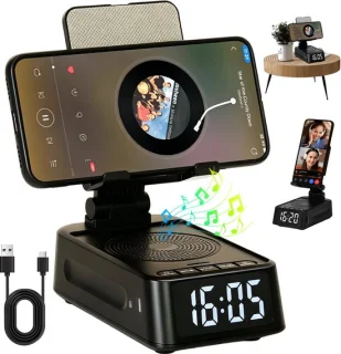 Bluetooth speaker met telefoonhouder - 3-in-1 - zwart